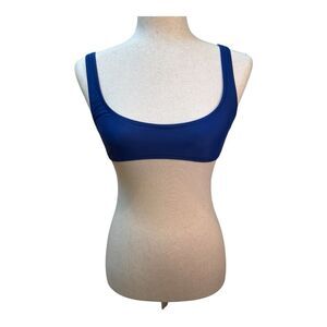 NWT J Crew Bikini Swim Top  Blue Scoop‎ Neck Bra Style Size M Recycled Blend